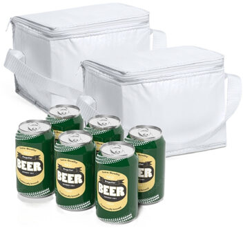Bullet Mini koeltas wit - 4x - PVC - voor 6 blikjes - sixpack - 3,2 liter - 21 x 15 x 15 cm