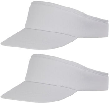 Bullet Sunvisor zonneklep voor volwassenen - 2x stuks - Wit - Katoenen verstelbare zonnekleppen - Dames/her