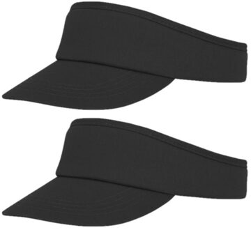 Bullet Sunvisor zonneklep voor volwassenen - 2x stuks - Zwart - Katoenen verstelbare zonnekleppen - Dames/h