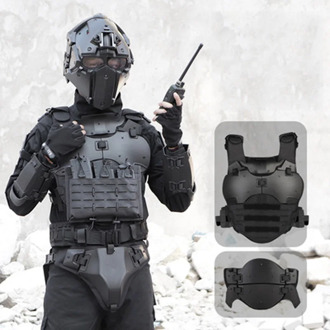 Bulletproof Plate Tactical armor suit with elbow breastplate, crotch waist seal and adjustable PC material