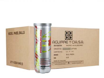 Bullpadel 24x verpakking  3 stuks Premium Pro In een doos geel - nosize