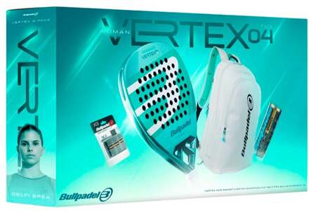 Bullpadel Vertex 04 Pack Dames Padel racket Plus balverpakking, Plus overgrip, Plus rugzak-wit - nosize