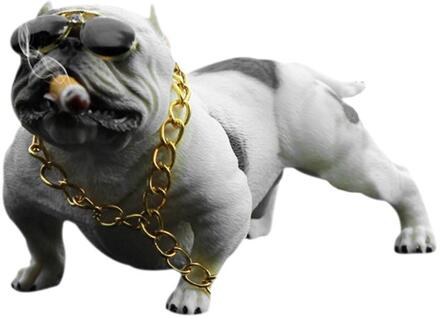 Bully Pitbull Gesimuleerde Auto Hond Poppen Ornamenten Hanger Auto Interieur Decoratie Ornamenten Speelgoed Auto Accessoires wit