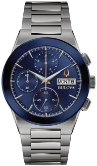 BULOVA Blauw Stalen Quartz Horloge 3Atm Bulova , Gray , Heren - ONE Size
