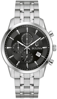 BULOVA Sutton Horloge - Zwarte Wijzerplaat, Roestvrij Staal, 41mm Bulova , Gray , Dames - ONE Size