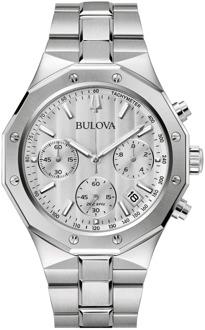BULOVA Zilver Staal Quartz Horloge Bulova , Gray , Heren - ONE Size