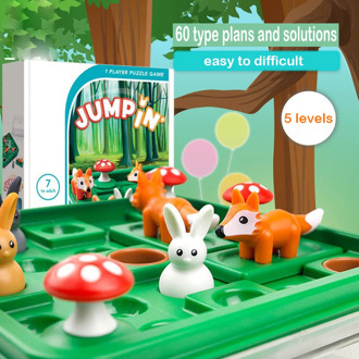 Bunny Bouncing Game Checkers Toy Kids Funny Puzzle Board Rabbit Fox Moving Interactive Children Development Puzzle Games