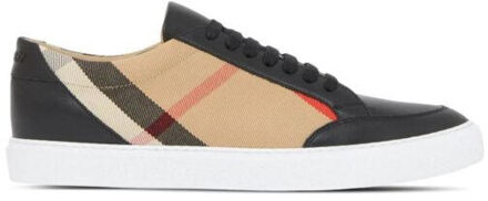 Burberry Arthur Ruitpaneel Leren Sneakers Bruin