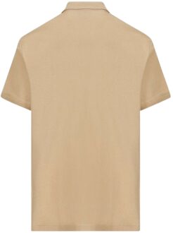 Burberry Branded Circle Logo Camel Beige Polo Shirt - M