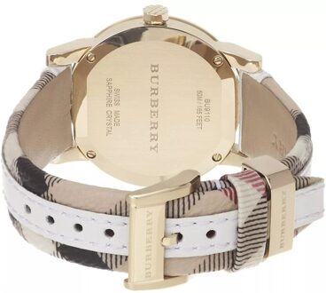 Burberry BU9110 Leer Wit Groot Ruit Vrouwenhorloge