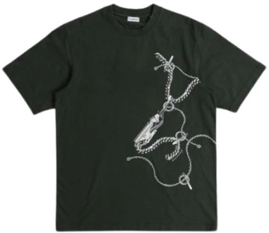 Burberry Donkergroen Katoenen T-Shirt Burberry , Green , Heren - L,M,S