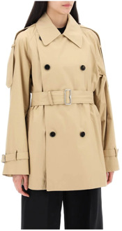 Burberry Double-Breasted Midi Trench Coat Burberry , Beige , Dames - S,Xs,2Xs