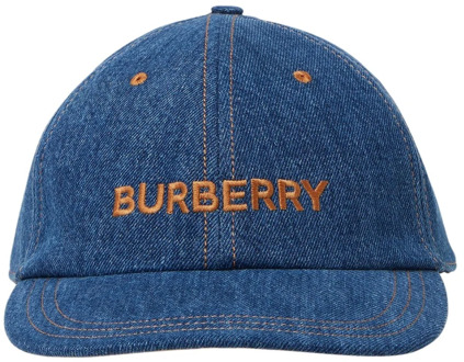 Burberry Geborduurde Denim Baseball Cap Burberry , Blue , Dames - M,S