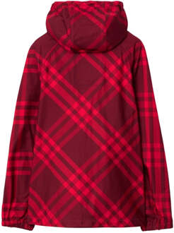 Burberry geruit nylon capuchonjack rood geruit jack - S