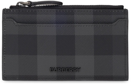 Burberry Geruite kaarthouder Burberry , Gray , Heren - ONE Size