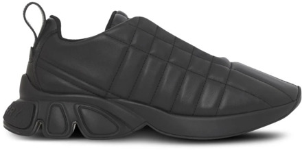Burberry Gewatteerde Leren Sneakers Burberry , Black , Heren - 44 Eu,45 Eu,43 Eu,40 EU