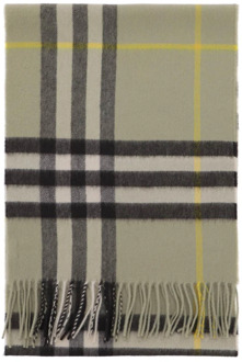 Burberry Groene Check Cashmere Sjaal Burberry , Green , Heren - ONE Size