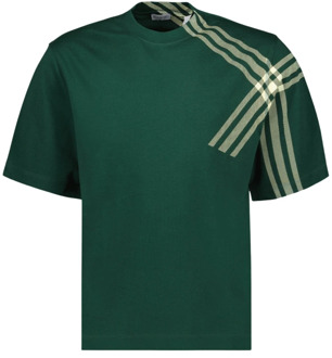 Burberry Groene Katoenen T-shirt Ronde Hals Burberry , Green , Heren - M
