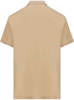 Burberry Kameelbeige poloshirt met Burberry-logo en cirkellogo - L