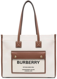 Burberry Kleine Freya Tote Tas in Crème/Beige Burberry , Multicolor , Dames - ONE Size