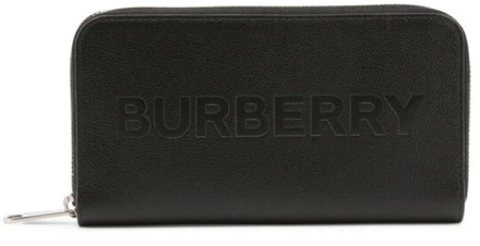 Burberry Leren Ritsportemonnee - Stijlvol en Functioneel Burberry , Black , Dames - ONE Size