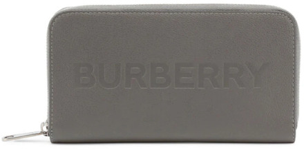 Burberry Leren Ritsportemonnee - Stijlvol en Functioneel Burberry , Gray , Dames - ONE Size