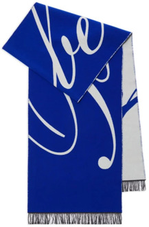 Burberry Logo Wol en Zijden Sjaal Burberry , Blue , Heren - ONE Size