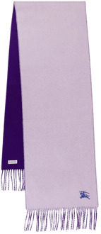 Burberry Paarse Sjaal met Raffelige Profielen en Iconisch Logo Borduursel Burberry , Purple , Heren - ONE Size