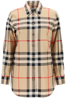 Burberry Paola Check Overhemd Burberry , Beige , Dames - 3XS