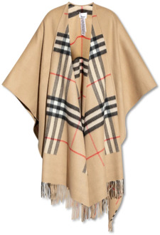 Burberry Poncho met franjes Burberry , Beige , Dames - ONE Size