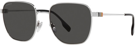 Burberry Silver/Dark Grey Sunglasses Drew BE Burberry , Gray , Heren - 55 MM