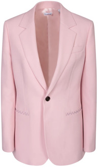 Burberry Single-breasted Wollen Jas Burberry , Pink , Dames - S,Xs