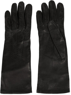 Burberry Stijlvolle leren handschoenen met reliëflogo Burberry , Black , Dames - 6 1/2 IN
