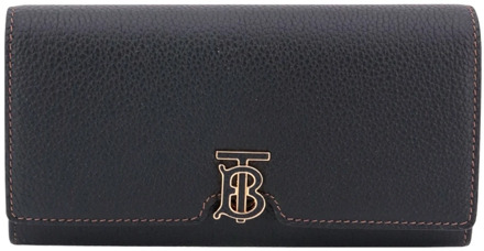 Burberry Stijlvolle Leren Portemonnee met Monogram Design Burberry , Black , Dames - ONE Size