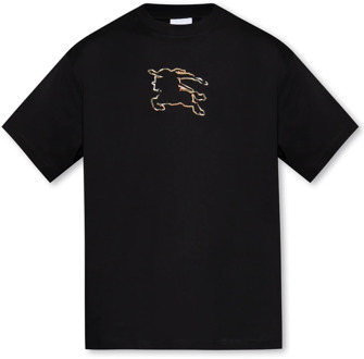 Burberry T-shirt met logo Burberry , Black , Heren - 2Xl,2Xs
