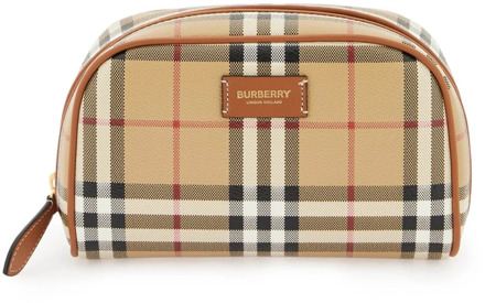 Burberry Tartan Beauty Case met Check Patroon Burberry , Beige , Dames - ONE Size