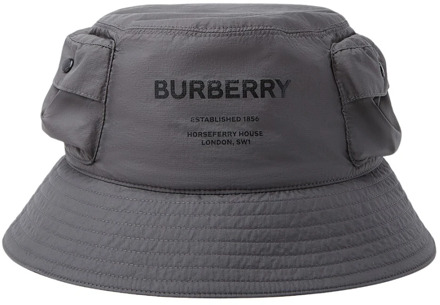 Burberry Technische Zak Bucket Hat Burberry , Gray , Heren - S