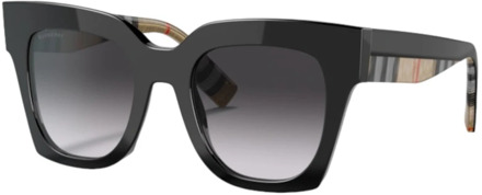 Burberry Verhoog je stijl met vierkante zonnebrillen Burberry , Black , Dames - 49 MM