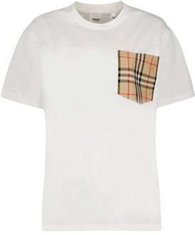 Burberry Vintage Check Pocket T-shirt Burberry , White , Dames - M,S,Xs