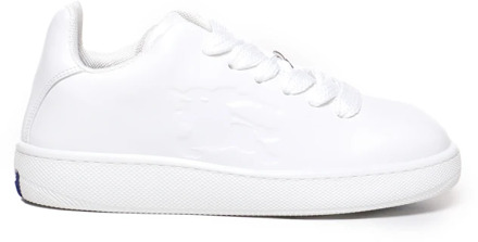 Burberry Witte Leren Sneakers met Prikkeldraad Details Burberry , White , Heren - 45 Eu,42 Eu,40 Eu,43 EU