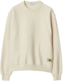 Burberry Witte Oversized Sweater met Equestrian Knight Design Burberry , White , Heren - Xl,L,S