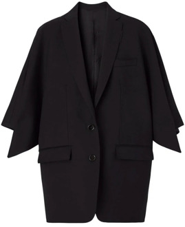 Burberry Wollen getailleerde blazer met cape-mouwen Burberry , Black , Dames - S