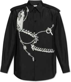 Burberry Zijden overhemd Burberry , Black , Heren - Xl,L