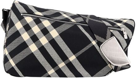 Burberry Zwarte schoudertas met ruiterontwerp Burberry , Multicolor , Heren - ONE Size