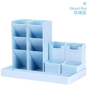 Bureau Accessoires Organizer Penhouder Potlood Pot Opbergdoos Desktop Organizer Stand Voor Pennen Case Kantoorbenodigdheden Organisatoren blauw