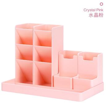 Bureau Accessoires Organizer Penhouder Potlood Pot Opbergdoos Desktop Organizer Stand Voor Pennen Case Kantoorbenodigdheden Organisatoren roze