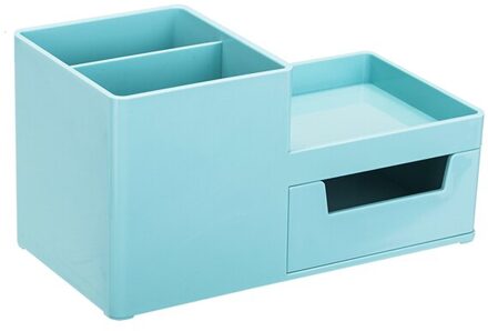 Bureau Briefpapier Houders Met Lade Organizer Office School Penhouder Briefpapier Organisator Multifunctionele Plastic Opbergdoos blauw