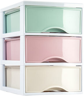 Bureau organizer - met 3 lades - multi kleuren - L18 x B25 x H25 cm - plastic - Ladeblokje