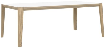 Bureau tafel Absolu 200 cm breed in wit met eiken Eiken,Wit