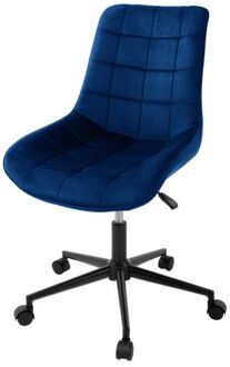 Bureaustoel op wielen blauw met fluwelen bekleding en metalen frame ML design Zwart